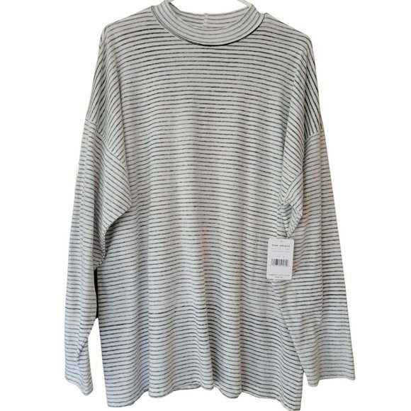 Free People Tops - 🍭HP🍭NWT FREE PEOPLE Oversized Long Sleeve Striped Mock Neck Trendy WETHEFREE